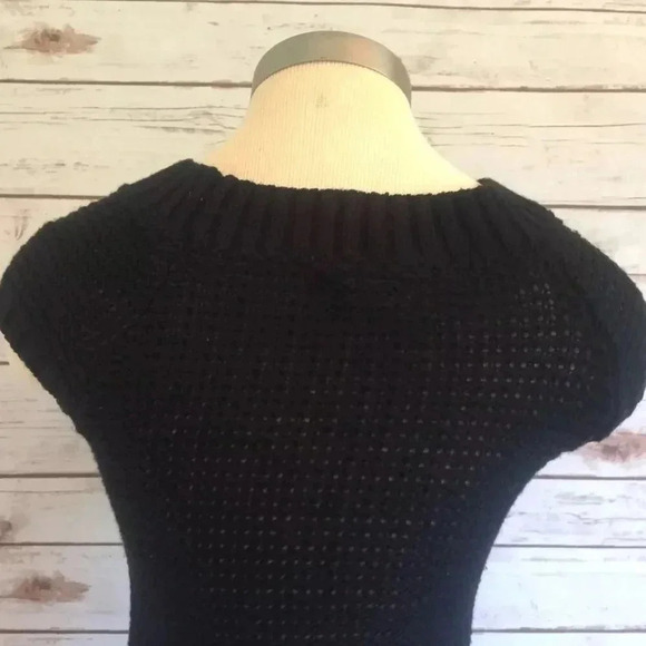 J J BASICS Women Cap Sleeve Above the Knee Black Knit Sweater Dress Size Small - Picture 3 of 10